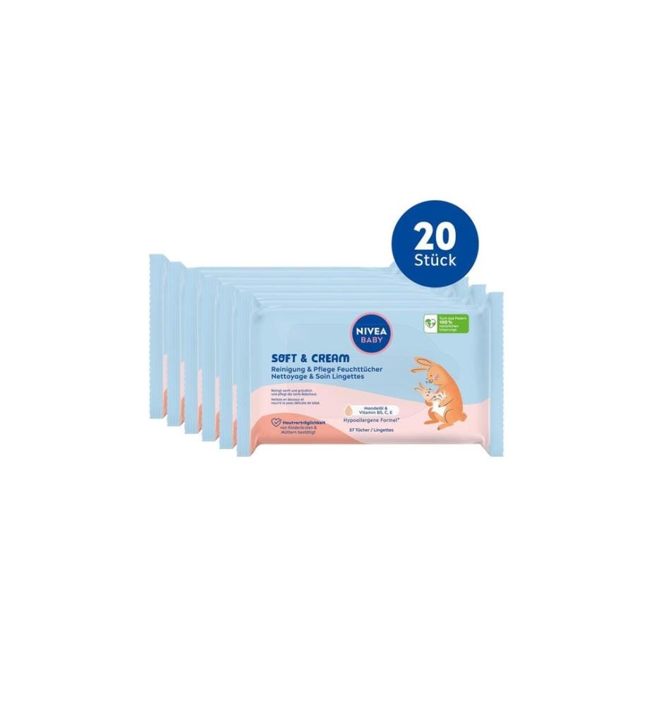 NIVEA BABY - Lingettes humides Multipack Soft & Cream 20 x 57 pièces