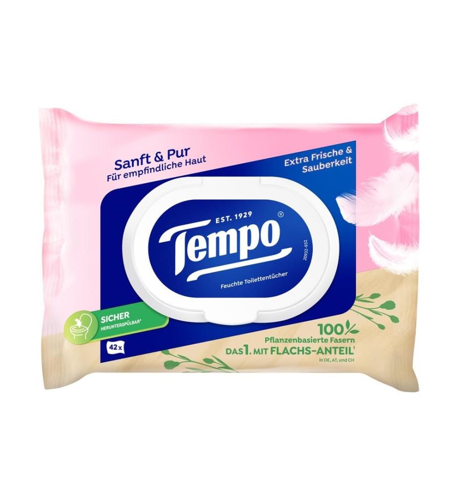 TEMPO - Lingettes humides sanft & pure sans parfum 42 pièces