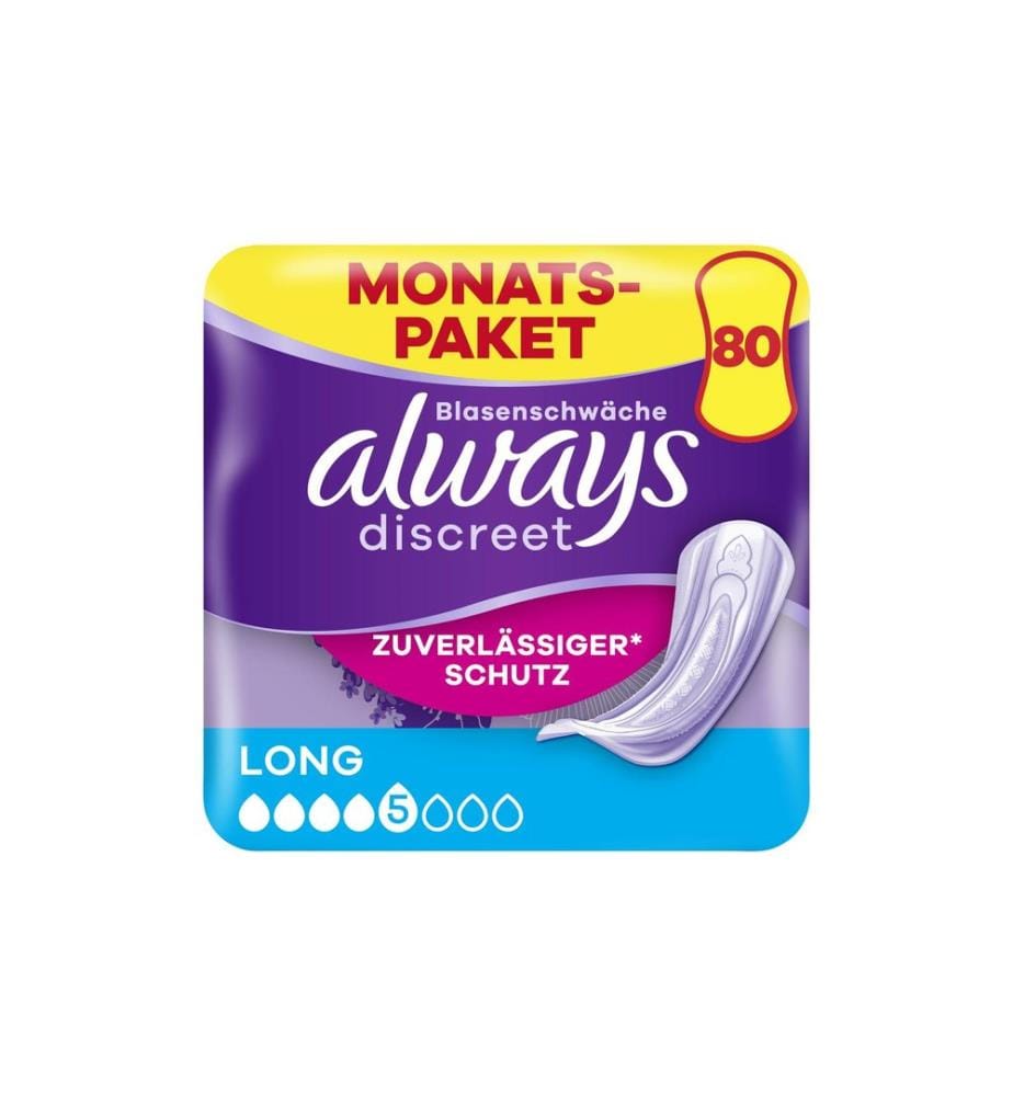Always - Protections pour incontinence Discreet Long 80 pièces