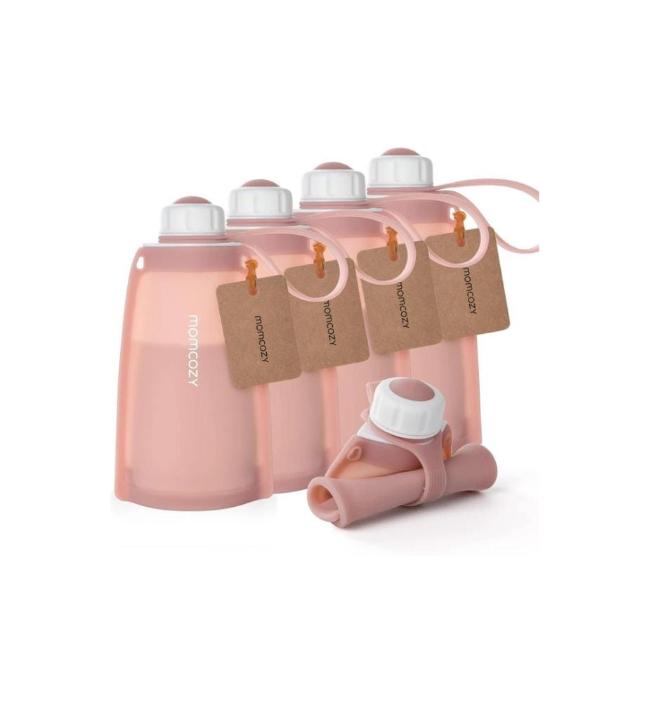 momcozy - Sac de conservation du lait en silicone rouge 5 pièces