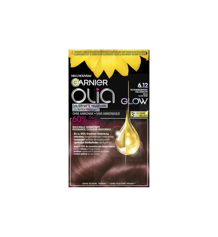 Garnier - Coloration pour cheveux Olia 6.12 Brun clair chatoyant