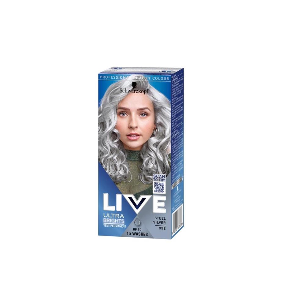 Schwarzkopf LIVE - Coloration pour cheveux Ultra Brights 098 Acier argenté