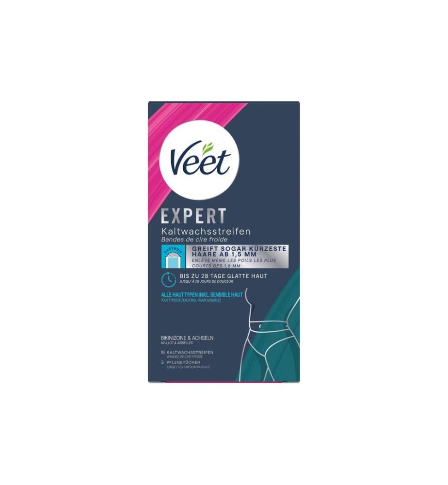 Veet - Bandes de cire froide bikini et aisselles Expert 16 pièces