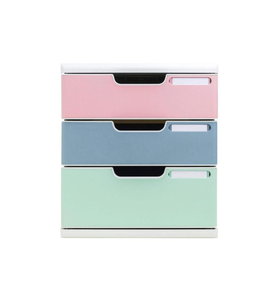 EXACOMPTA - Boîte à tiroirs Modulo AutentiK, A4+, 3 tiroirs, multicolore