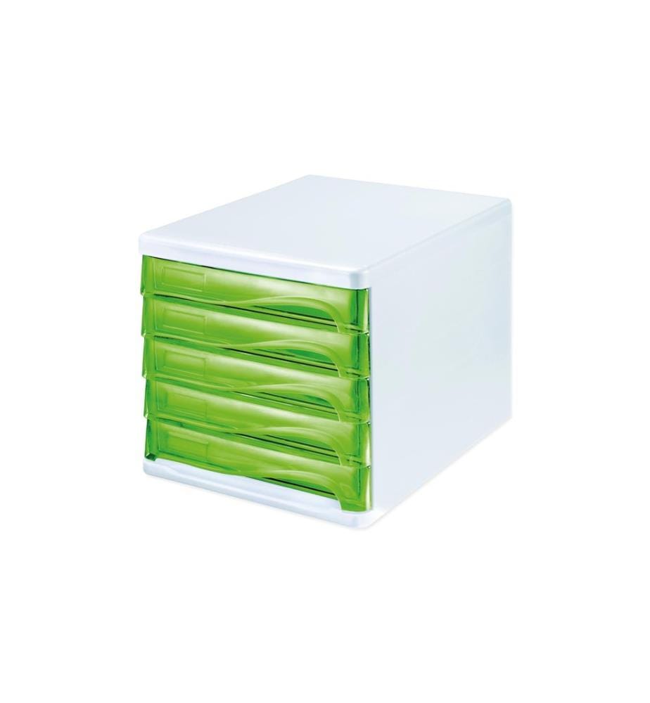 HELIT - Boîte à tiroirs Colours 5 tiroirs, Blanc/Vert