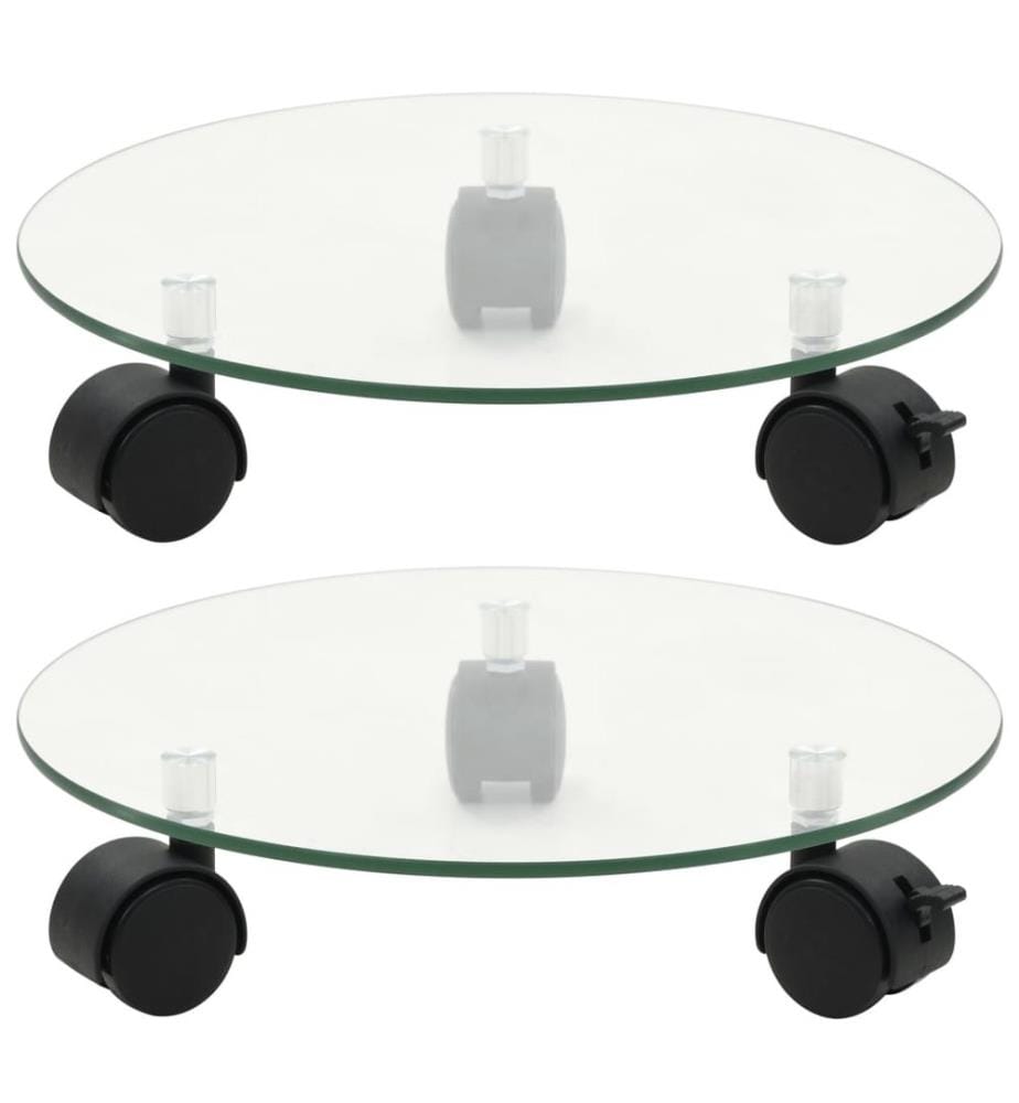 Porte-plantes roulant 2 pcs Verre trempé 28 cm Rond