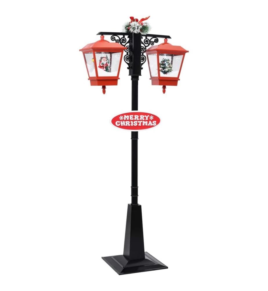 Lampadaire de Noël avec Père Noël Noir et rouge 81x40x188cm PVC
