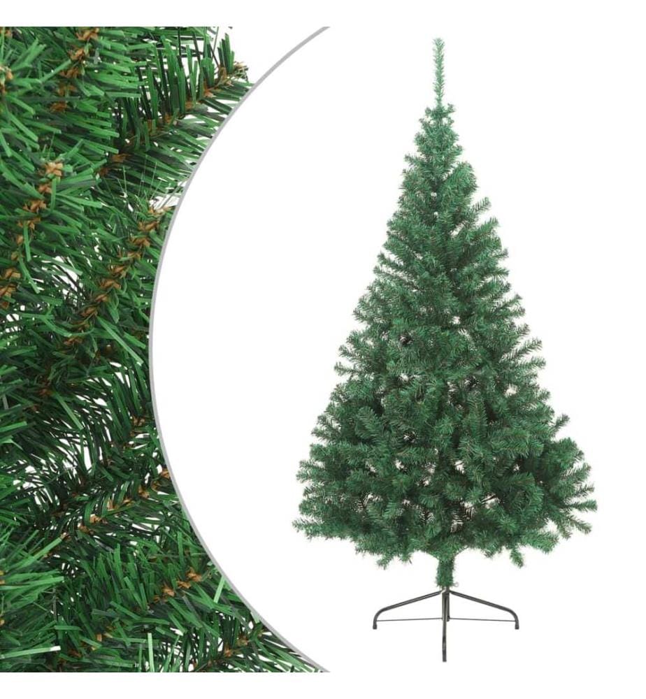 Sapin de Noël artificiel moitié avec support vert 240 cm PVC