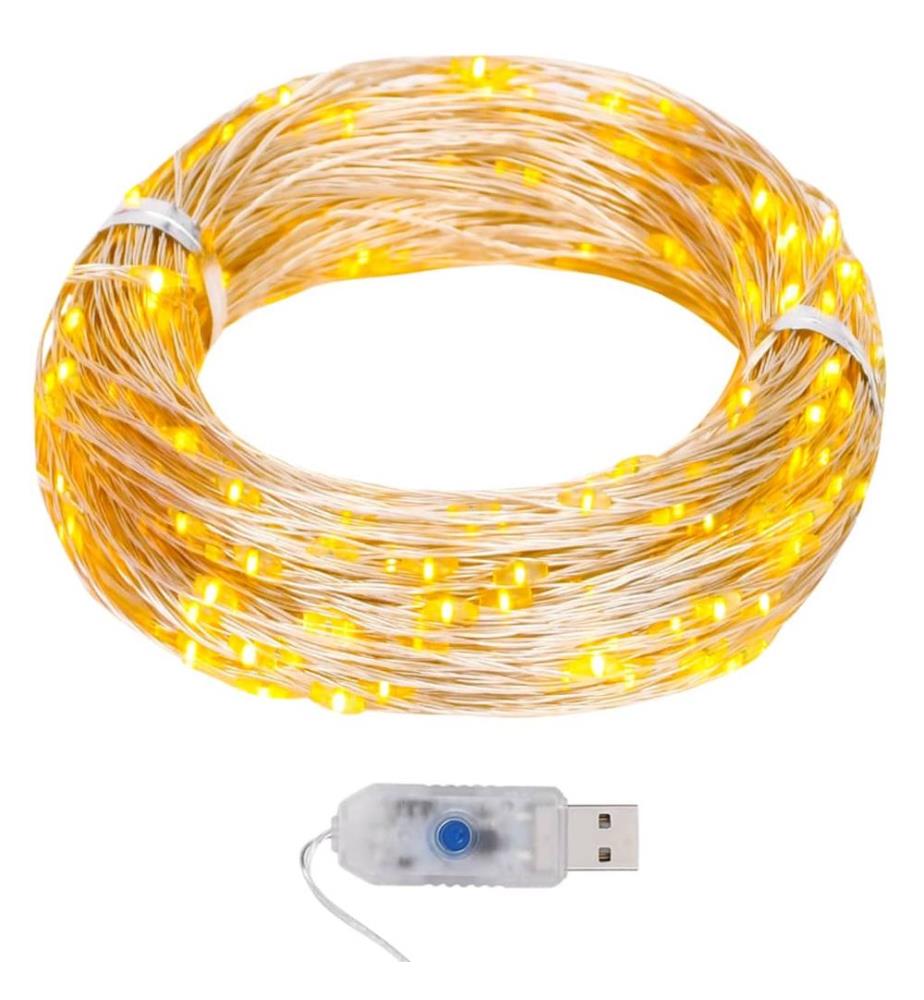 Guirlande lumineuse micro LED 40m 400LED blanc chaud 8fonctions