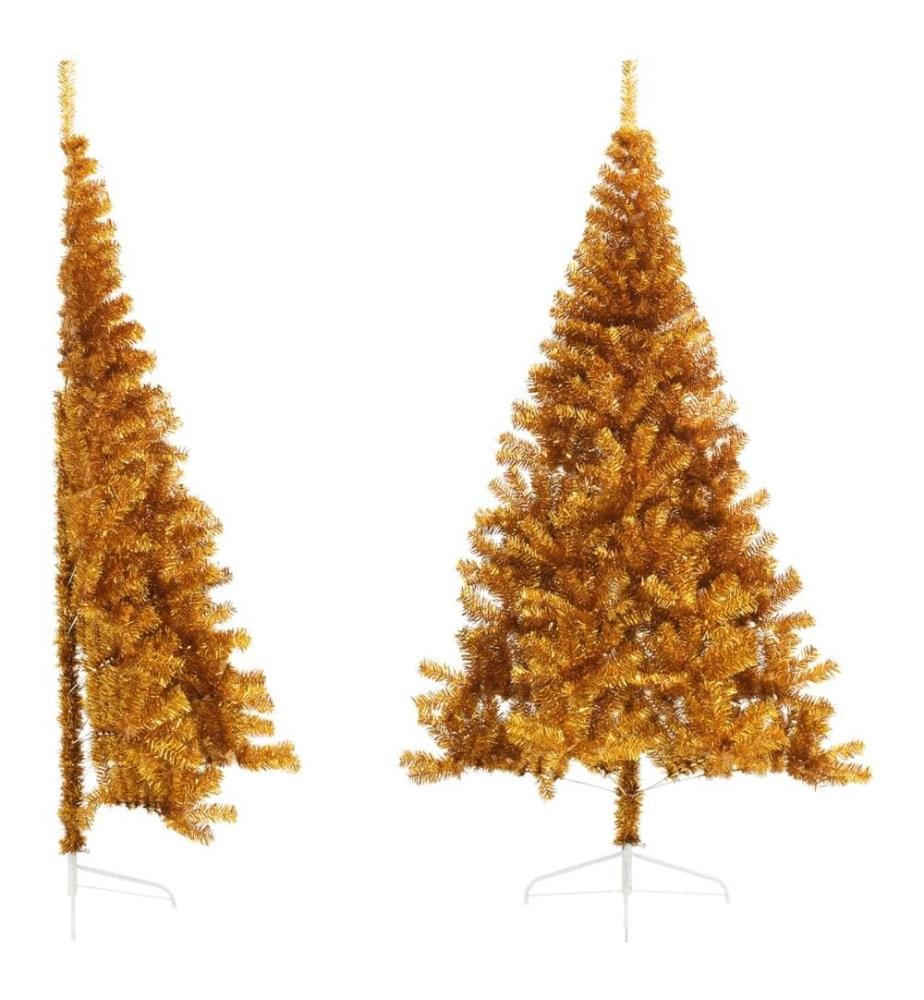Demi sapin de Noël artificiel avec support doré 240 cm PET