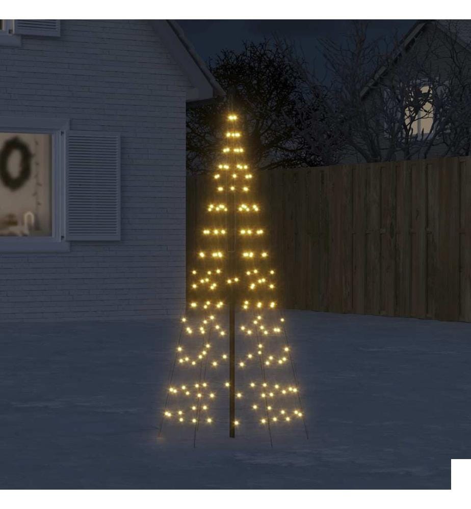 Sapin de Noël à LED sur mât de drapeau 200 LED blanc 180 cm