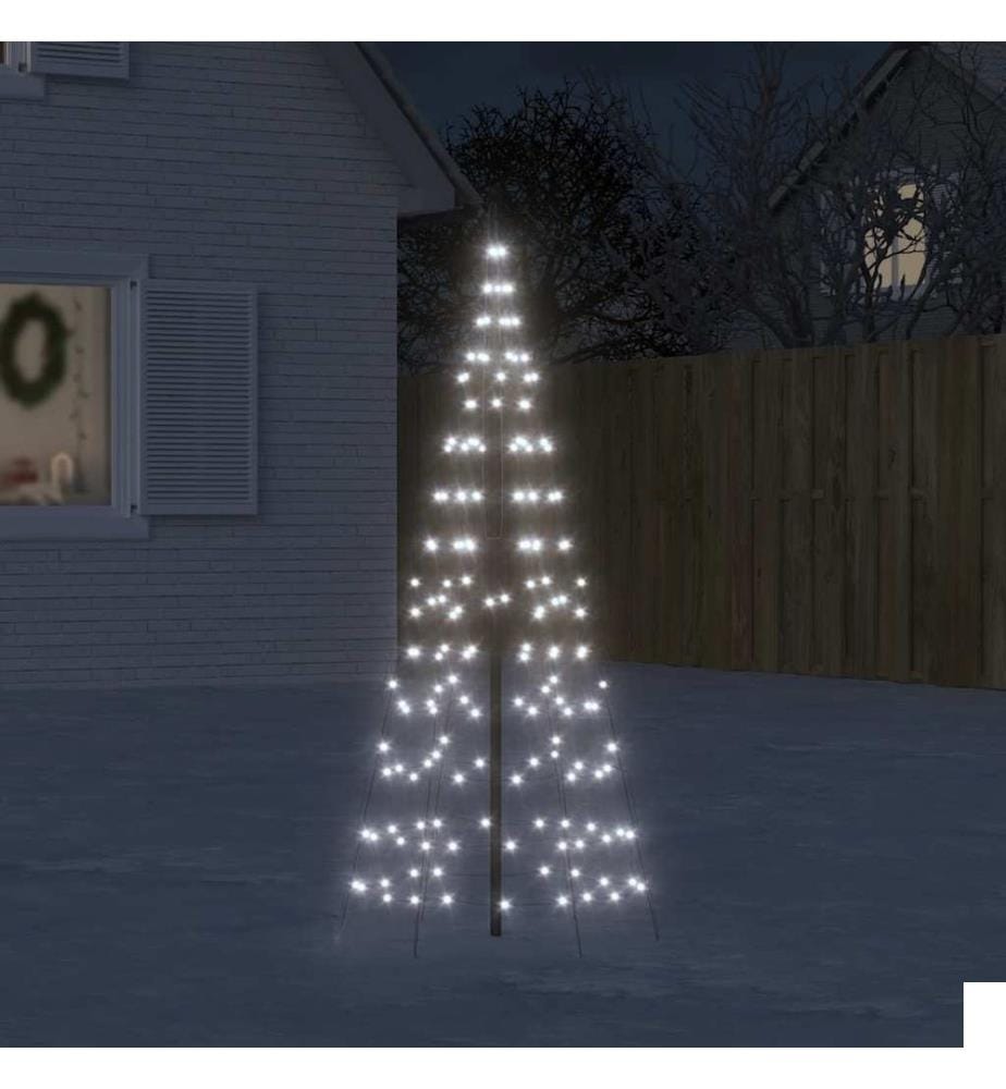 Sapin de Noël à LED sur mât de drapeau 200 LED blanc 180 cm