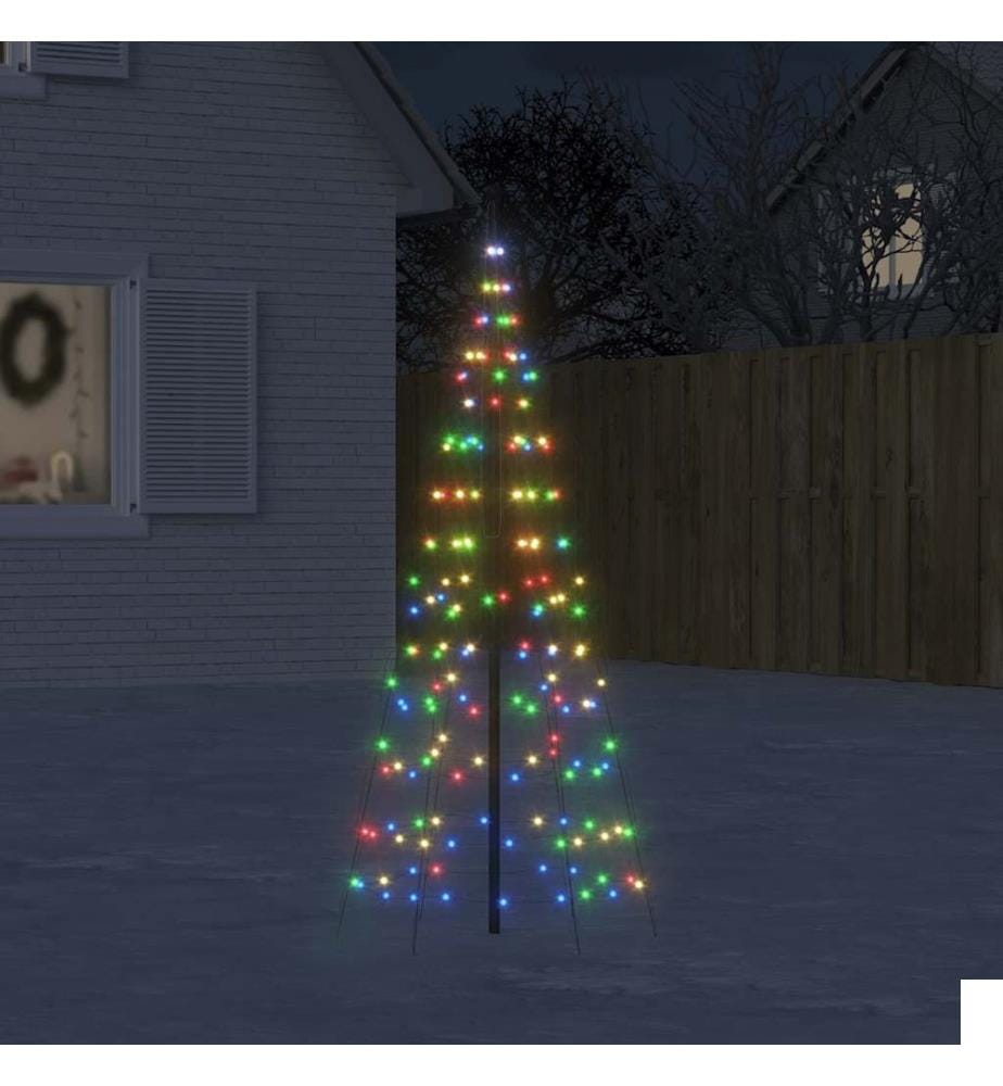 Sapin de Noël à LED sur mât de drapeau 200 LED coloré 180 cm