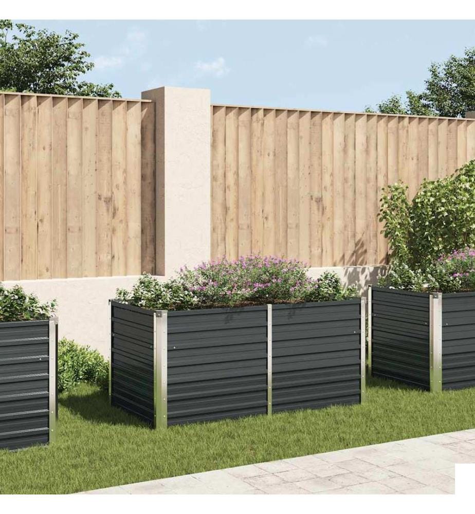 Jardinière surélevée Anthracite 160x80x77 cm Acier galvanisé