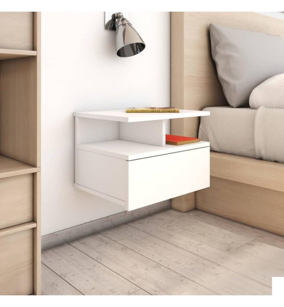 800406 Tables de chevet flottantes 2 pcs Blanc Bois ingénierie