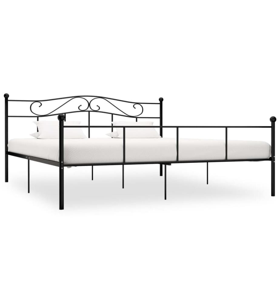 Cadre de lit sans matelas noir métal 180x200 cm