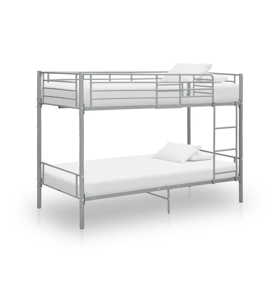 Lit superposé sans matelas gris métal 90x200 cm