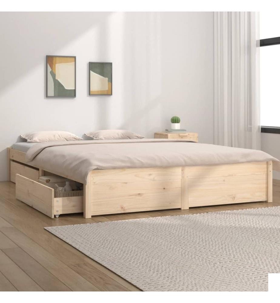 Cadre de lit sans matelas avec tiroirs 140x200 cm