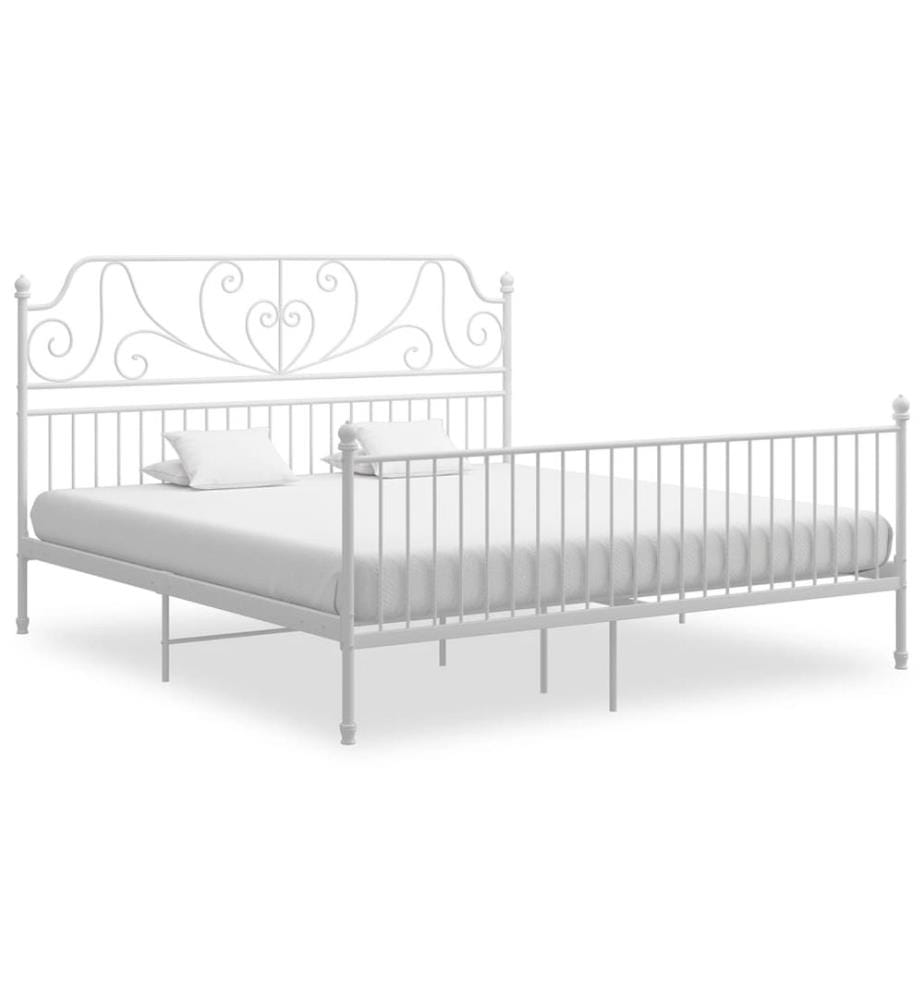 Cadre de lit sans matelas blanc métal 180x200 cm