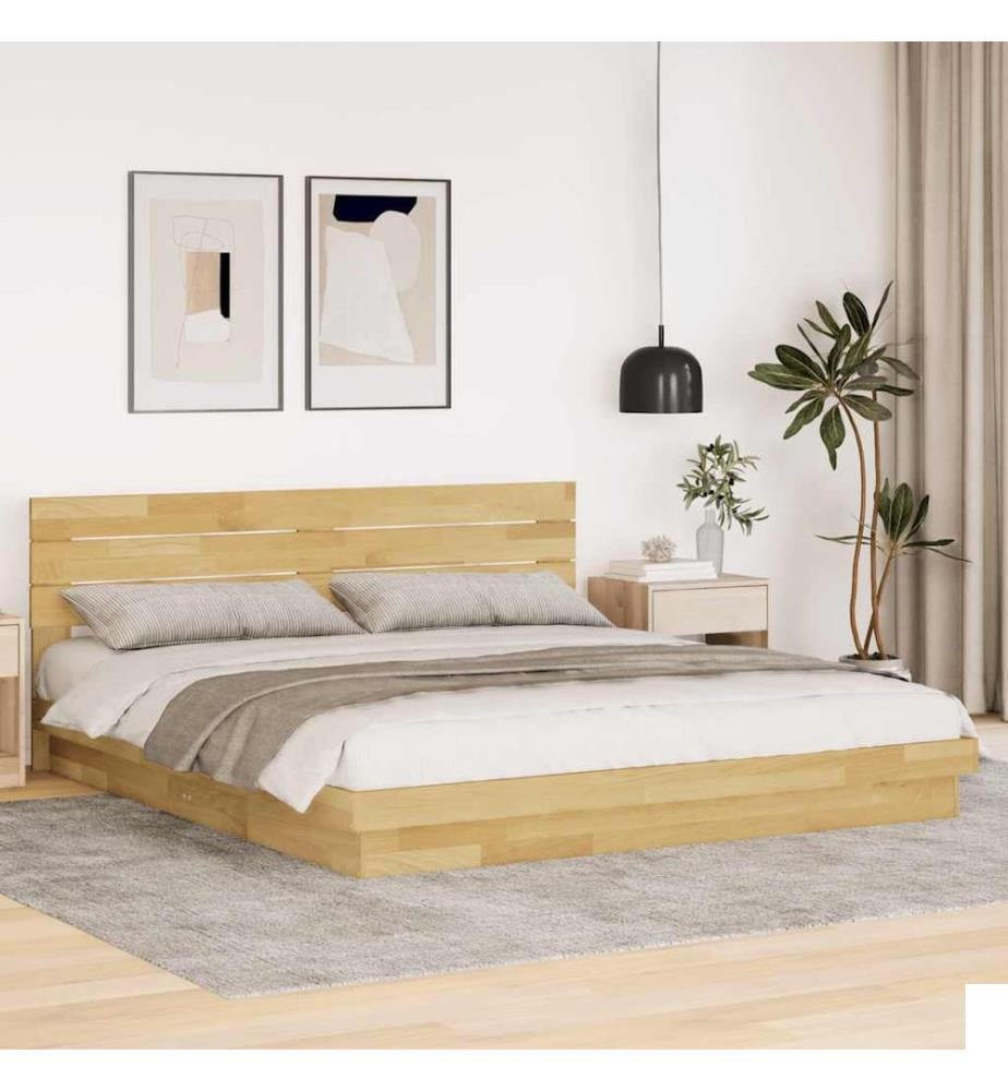 Cadre de lit avec tête de lit sans matelas 200 x 200 cm