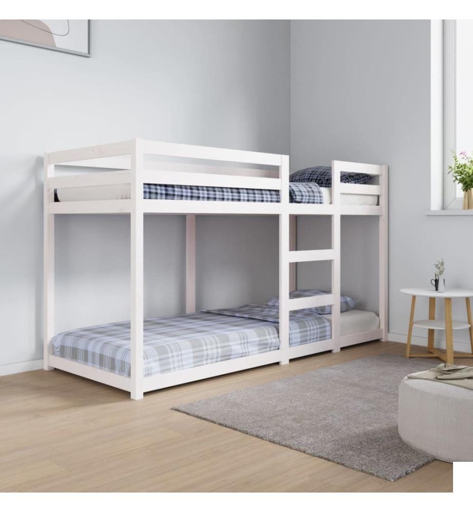 Lit superposé sans matelas blanc 75x190 cm bois de pin massif