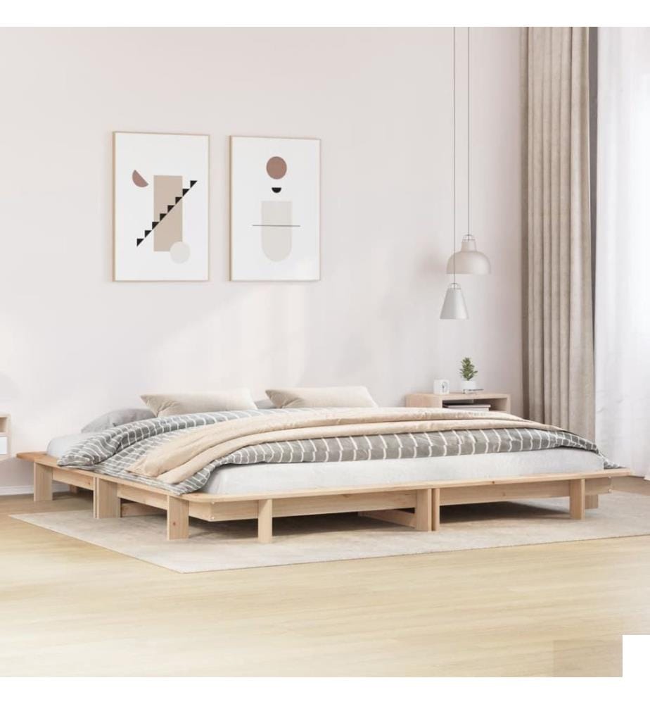 Cadre de lit sans matelas 160x200 cm bois massif de pin
