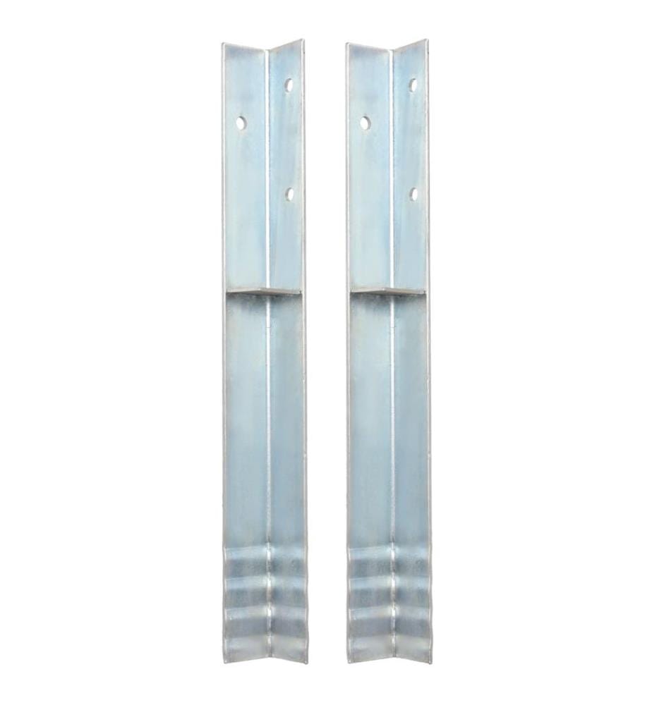 Piquet de sol en forme de L 2 pcs Acier galvanisé 5 x 5 x 50 cm