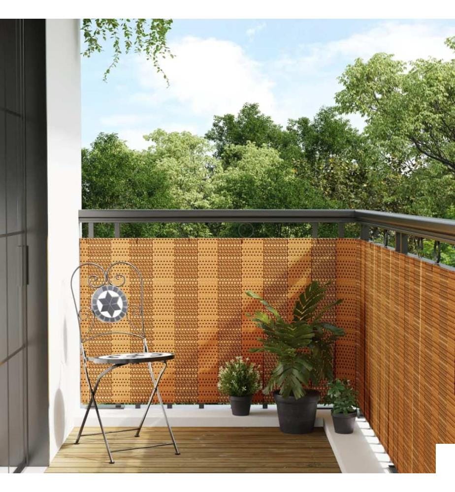 Paravent de balcon marron clair 400x80 cm résine tressée