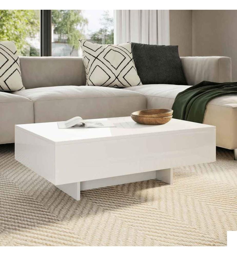 Table basse blanc brillant