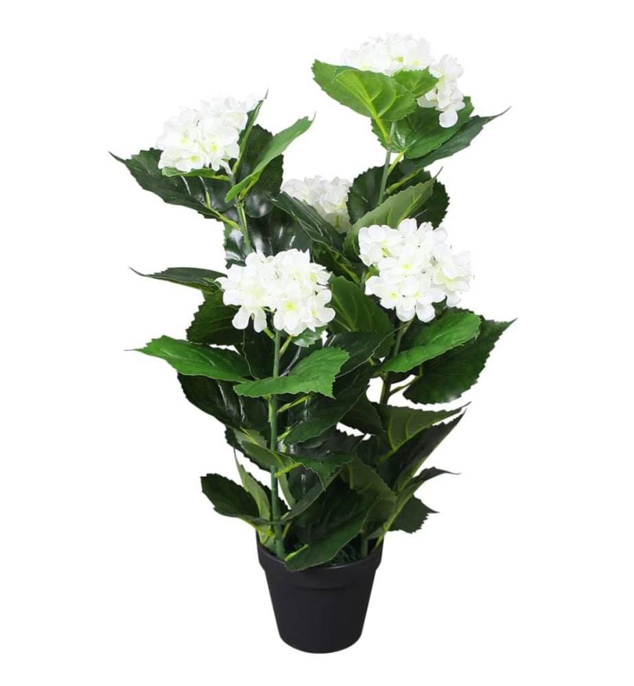 Plante hortensia artificielle avec pot 60 cm Blanc
