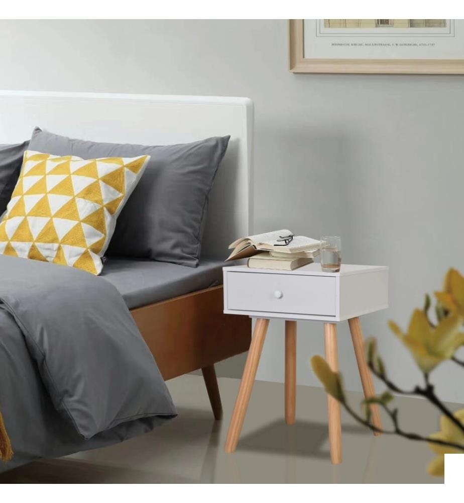 Table de chevet 2 pcs Bois de pin massif 40 x 30 x 61 cm Blanc