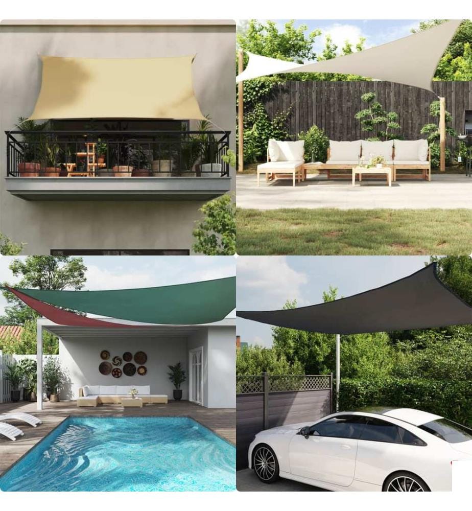 Voile de parasol tissu oxford carré 2x2 m crème