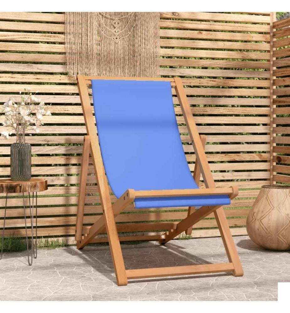 Chaise de terrasse Teck 56x105x96 cm Bleu