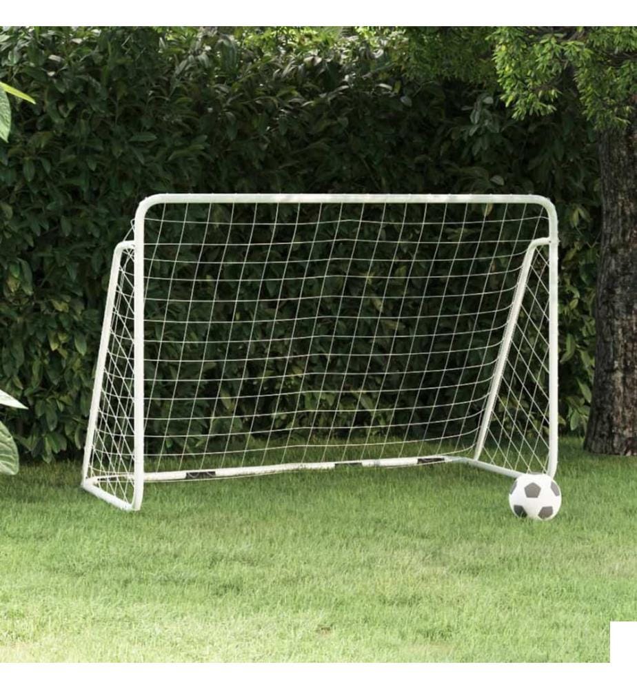 But de football avec filet Blanc 180x90x120 cm Acier