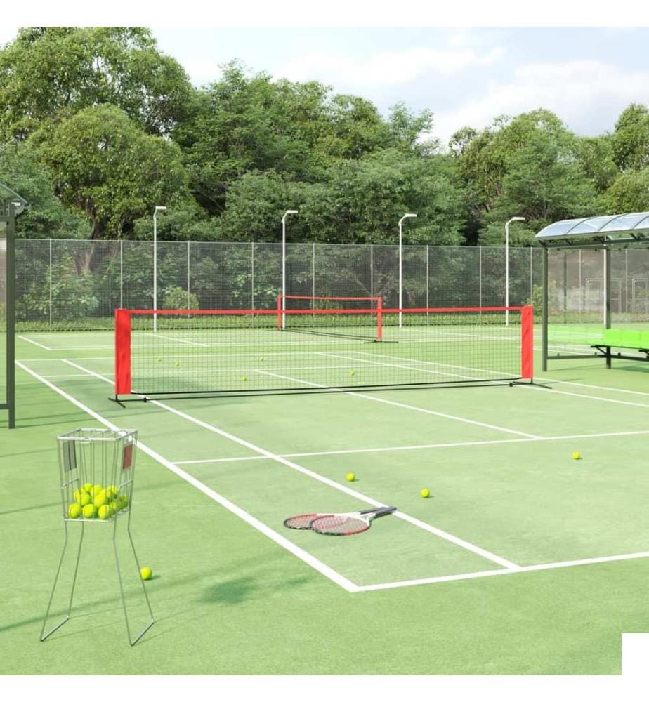 Filet de tennis Noir et rouge 500x100x87 cm Polyester