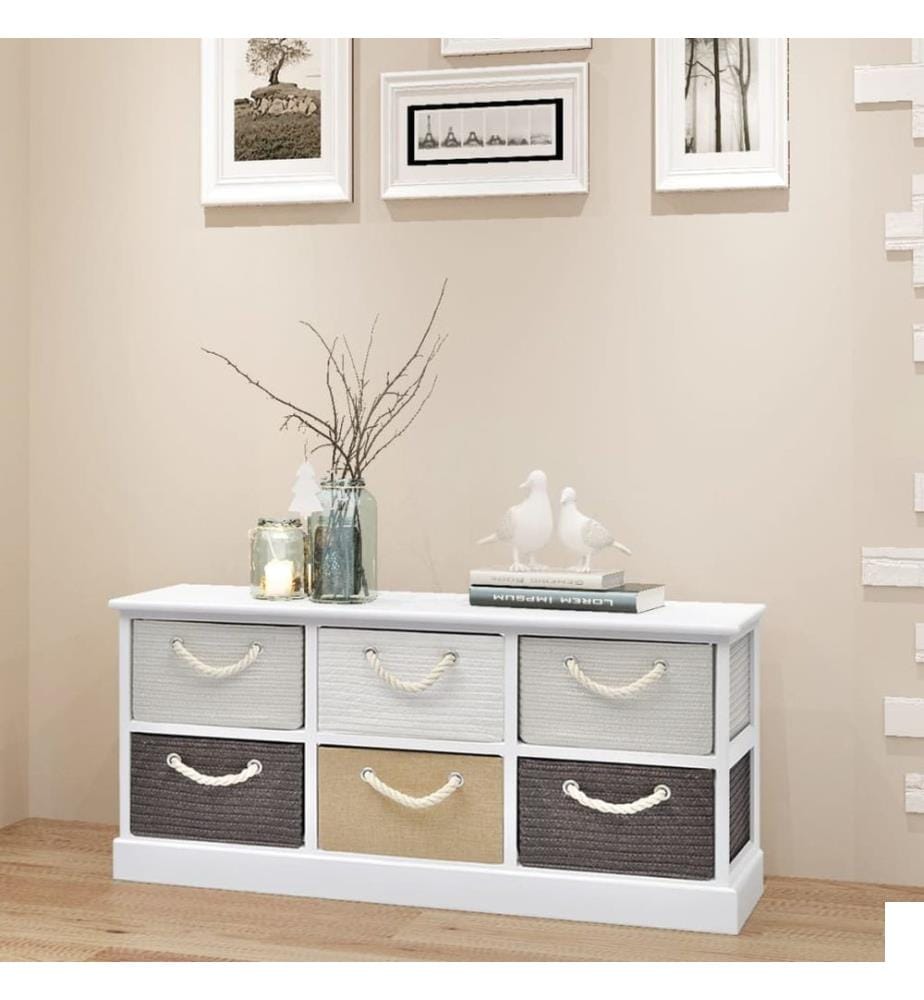 Banc de rangement 6 tiroirs Bois