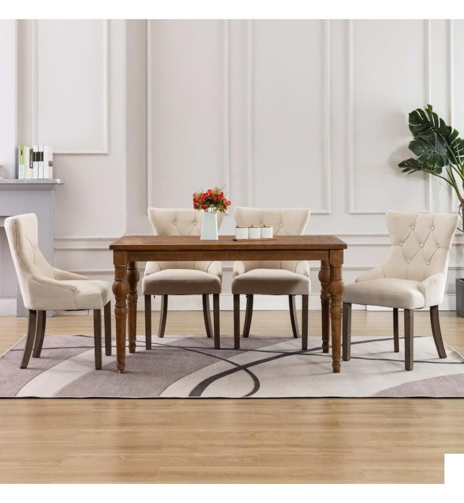 Chaises à manger lot de 4 beige tissu
