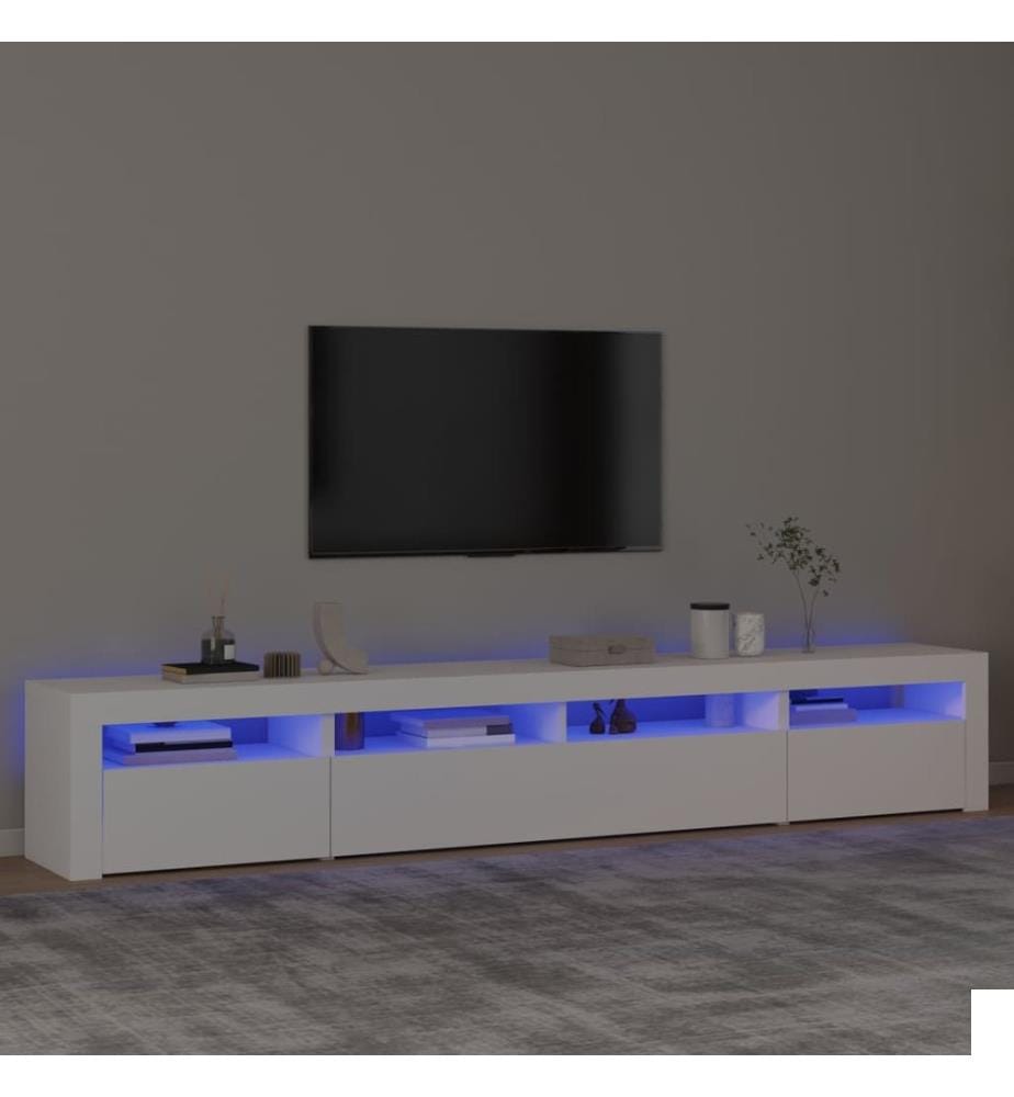 Meuble TV avec lumières LED Blanc 240x35x40 cm