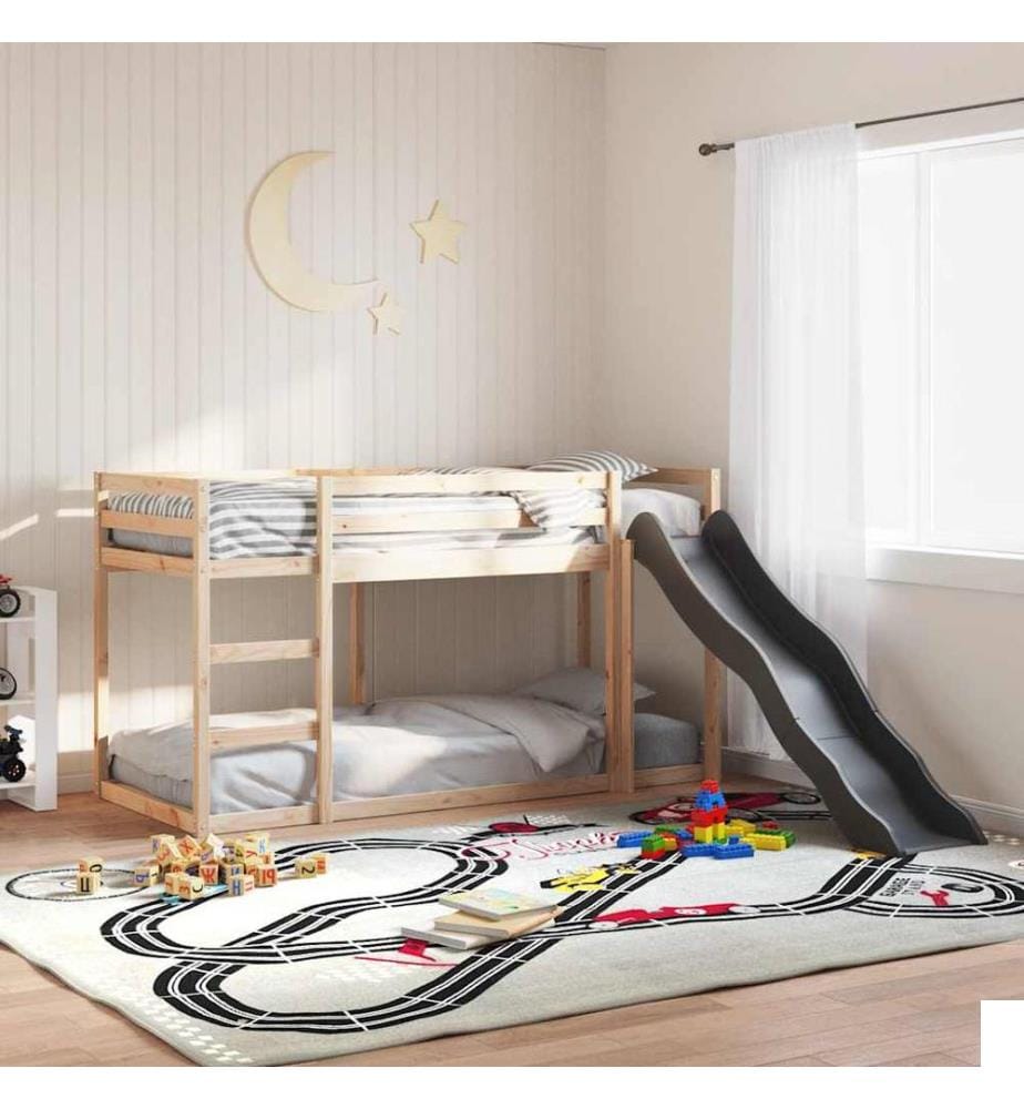 Lit superposé avec toboggan et échelle sans matelas 80x200 cm