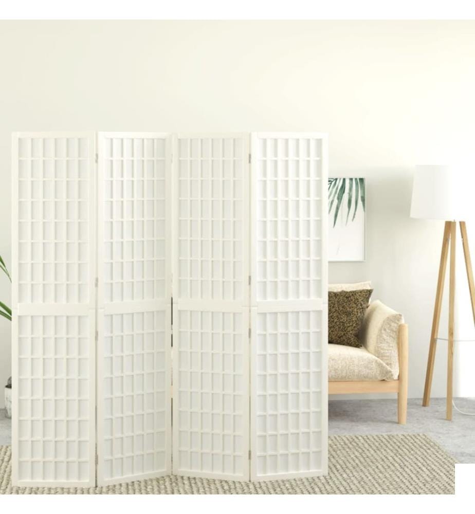 Cloison de séparation pliable 4 panneaux 160x170 cm Blanc