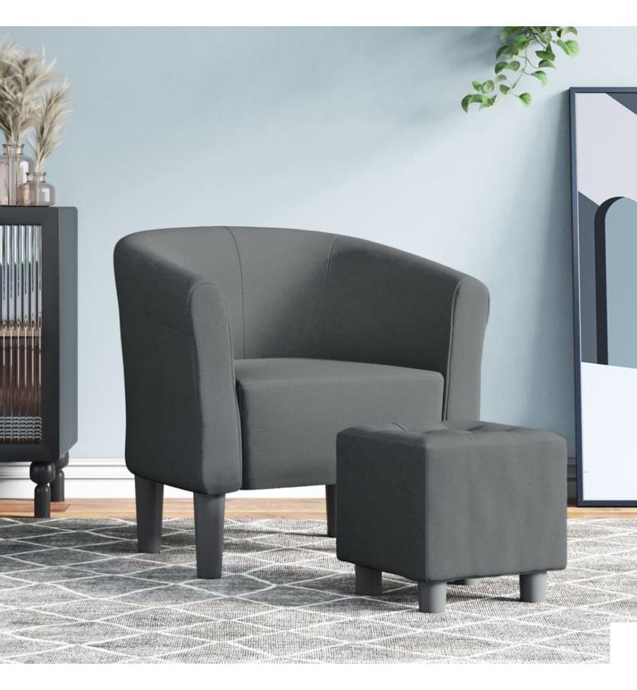 Chaise cabriolet avec repose-pied gris foncé tissu