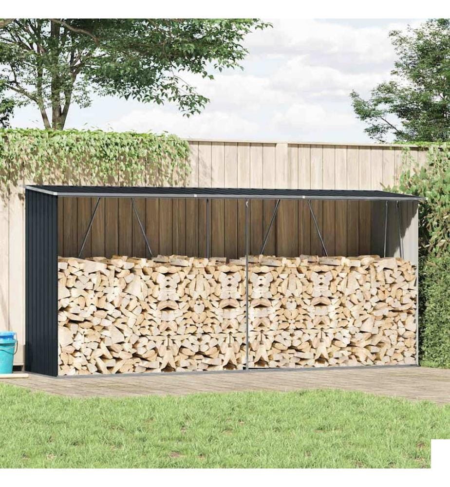 Abri de stockage à bois Acier galvanisé 330x84x152cm Anthracite