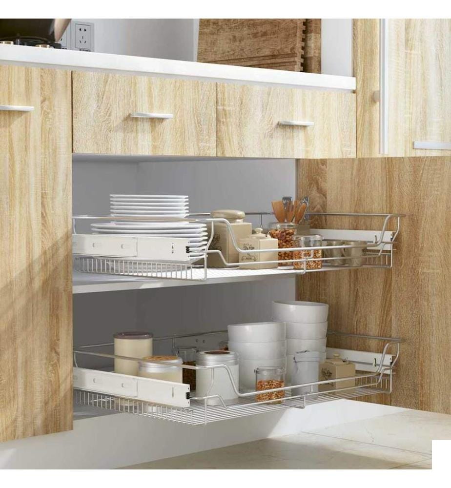 Panier en treillis métallique 2 pcs 800 mm Argenté