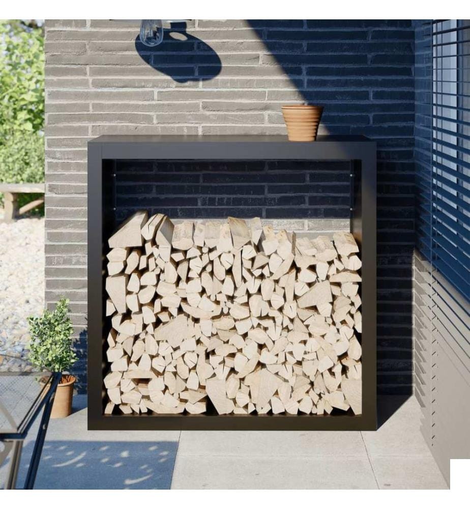 Portant de bois de chauffage noir 100x40x100 cm acier