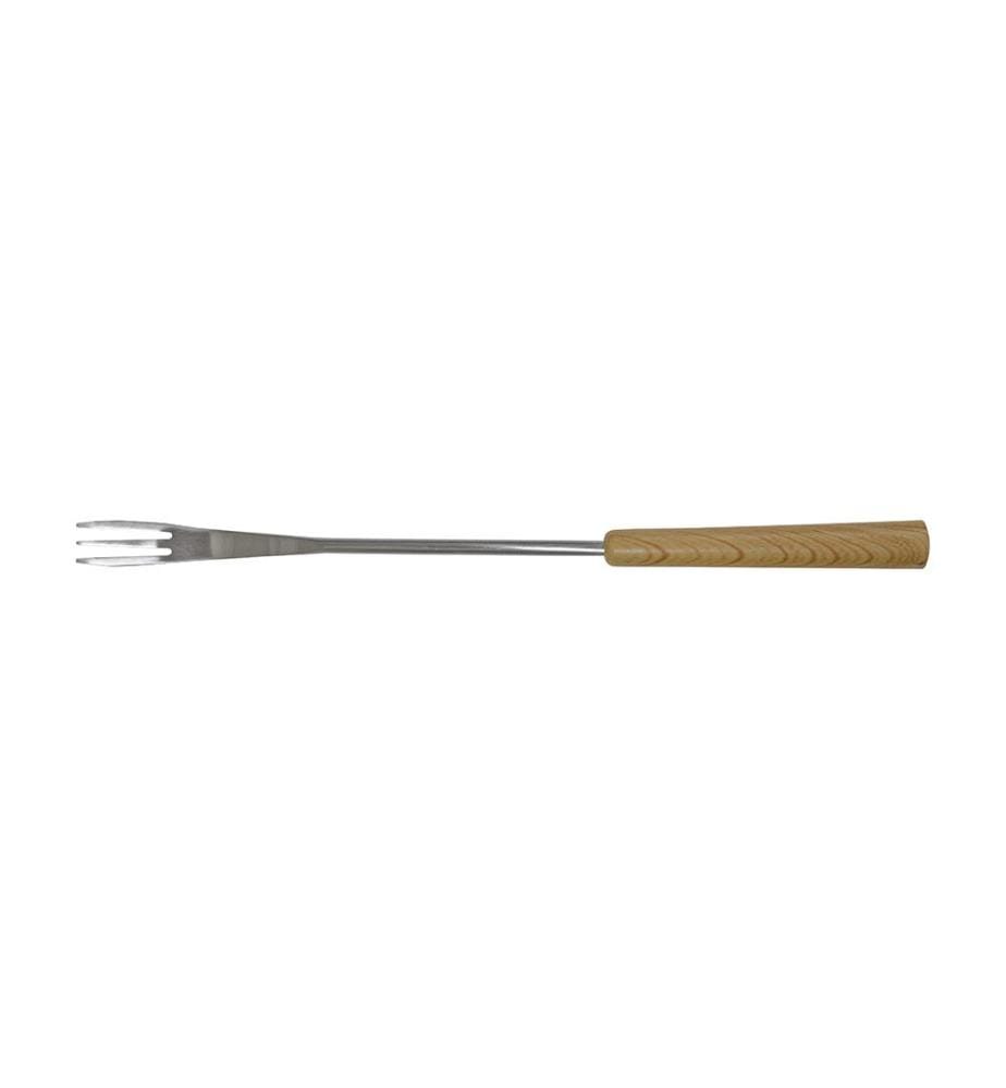 Lot de 6 Fourchettes à fondue 3 dents, manche synthétique façon bois brun clair