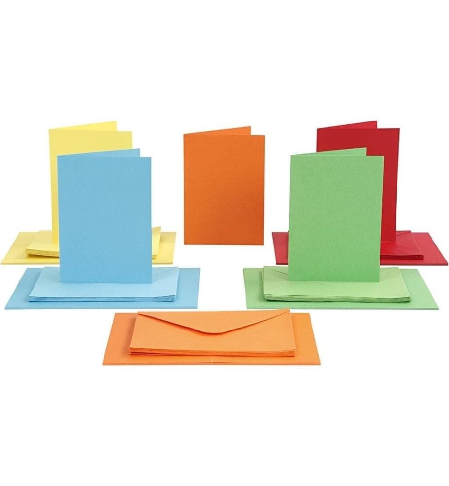 CREATIV COMPANY - Carte vierge et enveloppe 10.5 x 15 cm, 50 pièces, multicolore