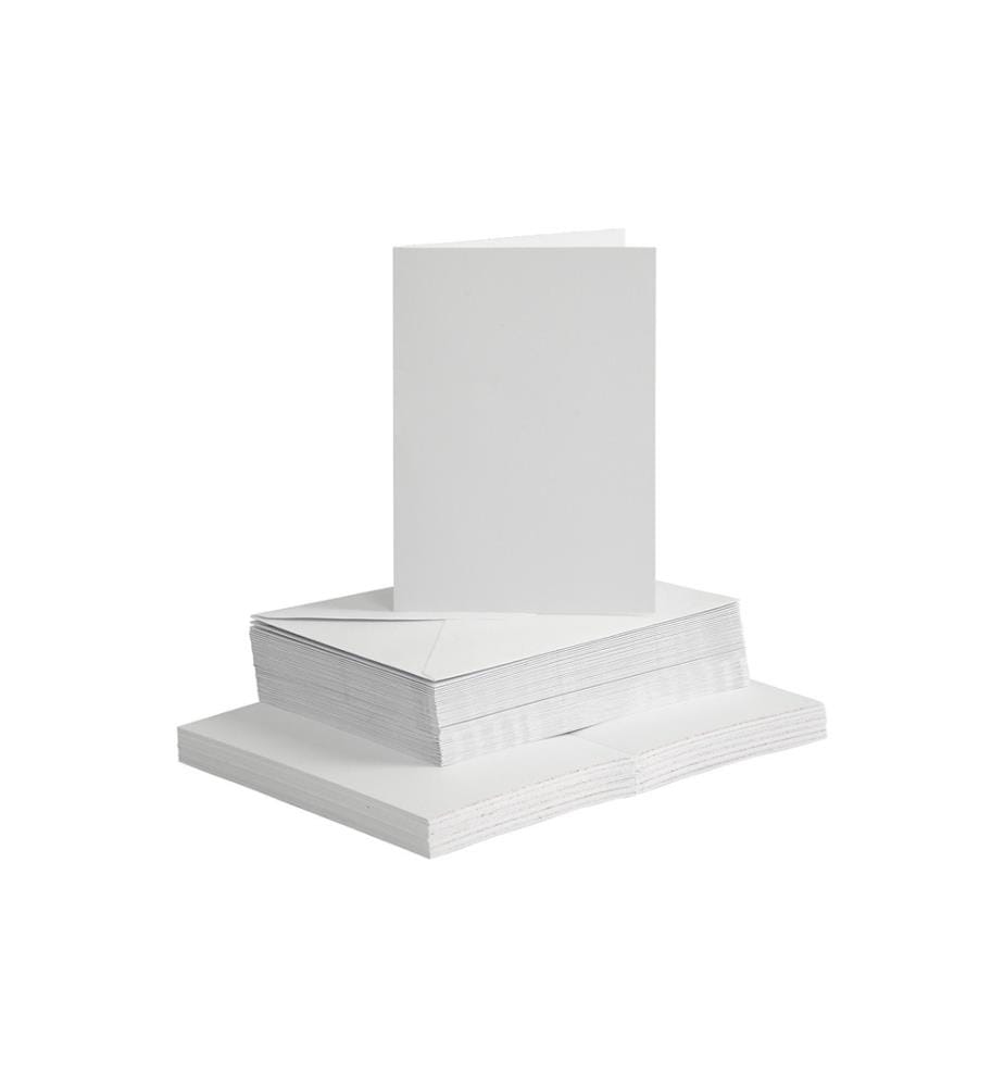 CREATIV COMPANY - Carte vierge et enveloppe 10.5 x 15 cm, 50 pièces, blanc