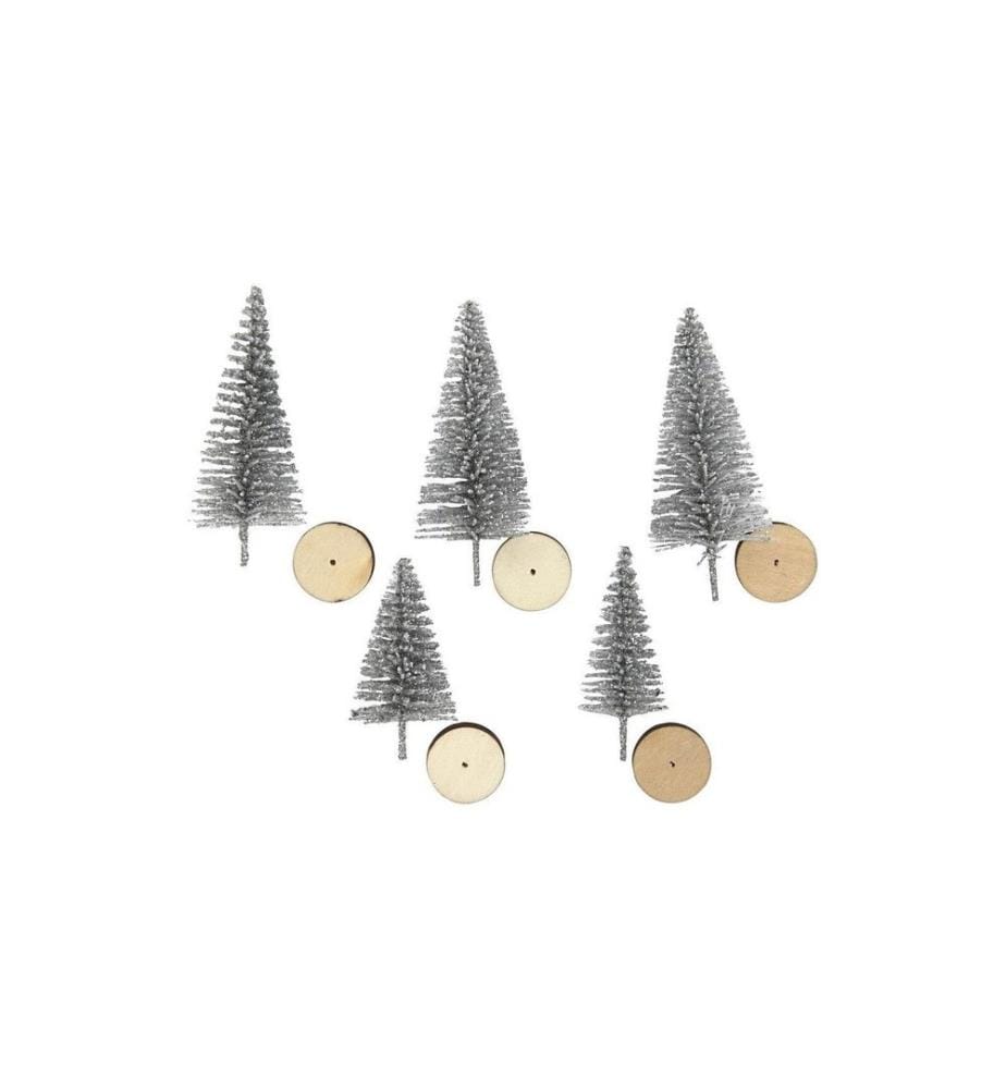 CREATIV COMPANY - Arbres de Noël Sapins de Noël, argent, 5 pièces