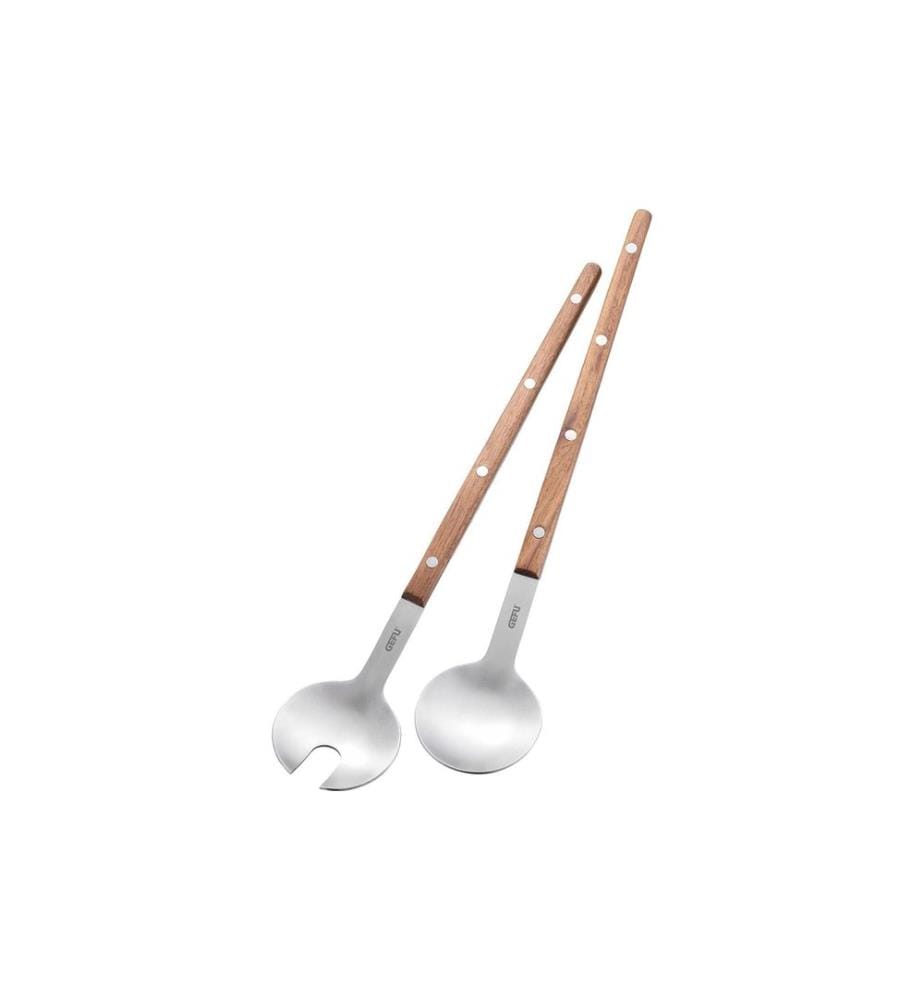 GEFU - Couverts à salade Fligo En 2 parties, Brun/Argenté
