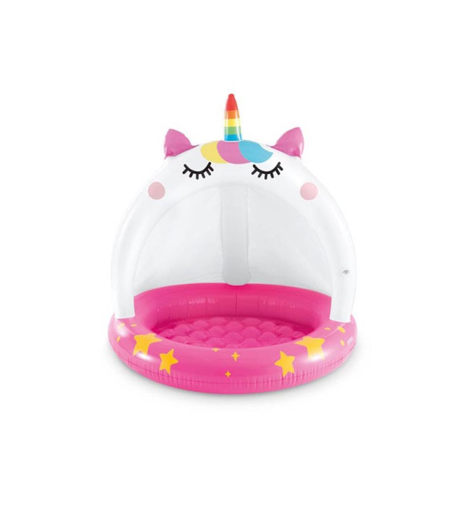 Piscine Gonflable Bébé Pataugette Caticorn Ø 102 x 102 cm - Rose et Blanc